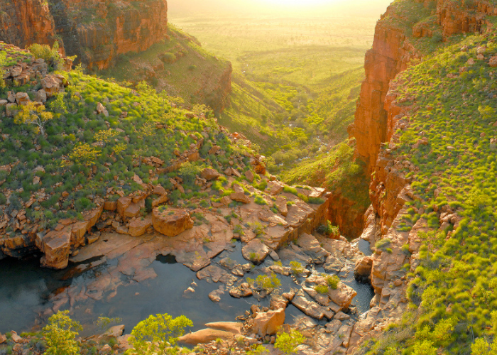 Early light on Fitzroy Bluff at Mornington Wildlife Sanctuary in the Kimberley.