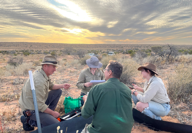 Ecologists undertaking an Ecohealth survey at Kalamurina Wildlife Sanctuary, SA.